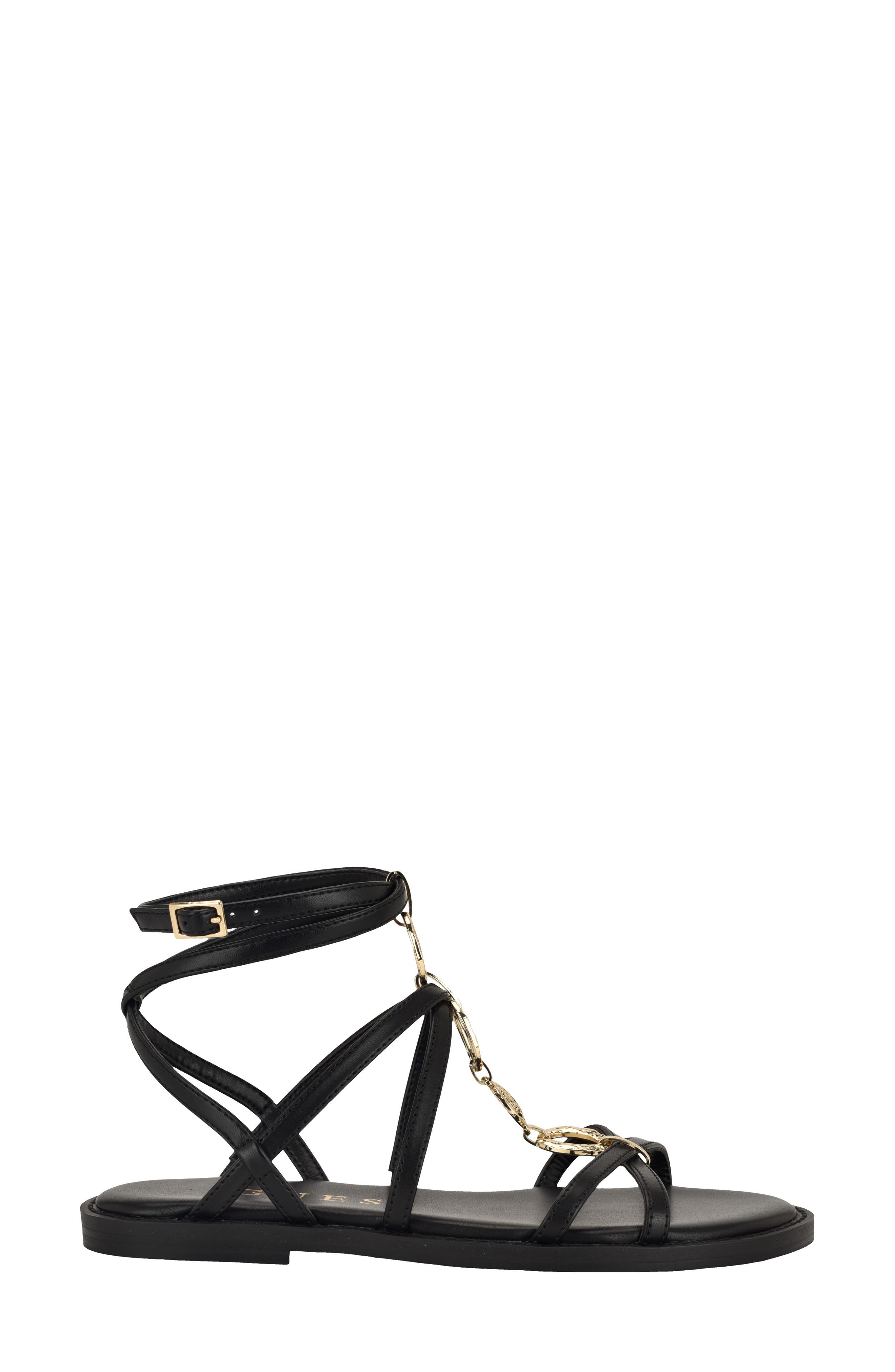 GUESS Grunge Strappy Sandal, Alternate, color, Black 001