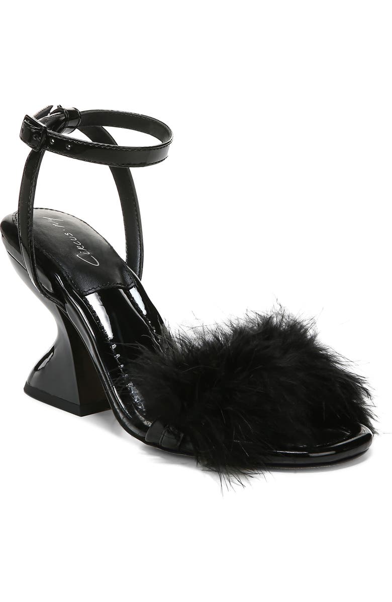 Circus NY by Sam Edelman Brenna Feather Ankle Strap Sandal, Main, color, Black