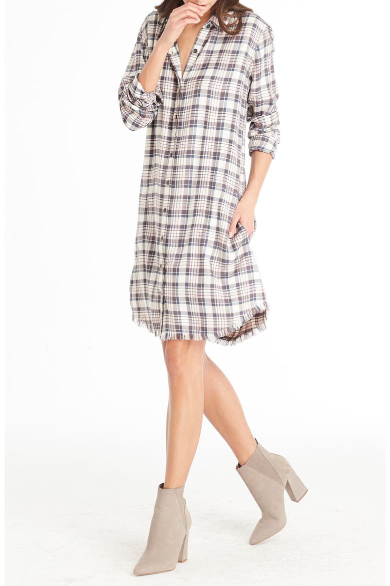 Plaid Shirtdress, Alternate, color, CHALK/ NYMPH