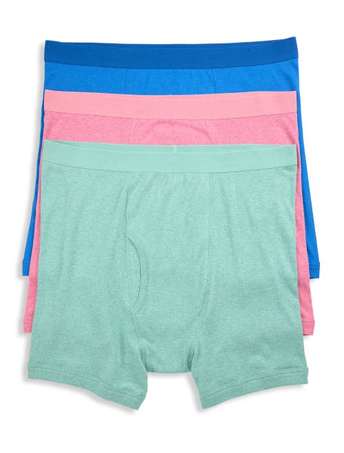 Harbor Bay By Dxl Big & Tall 3-pk Heathered Boxer Briefs In Aqua Heather