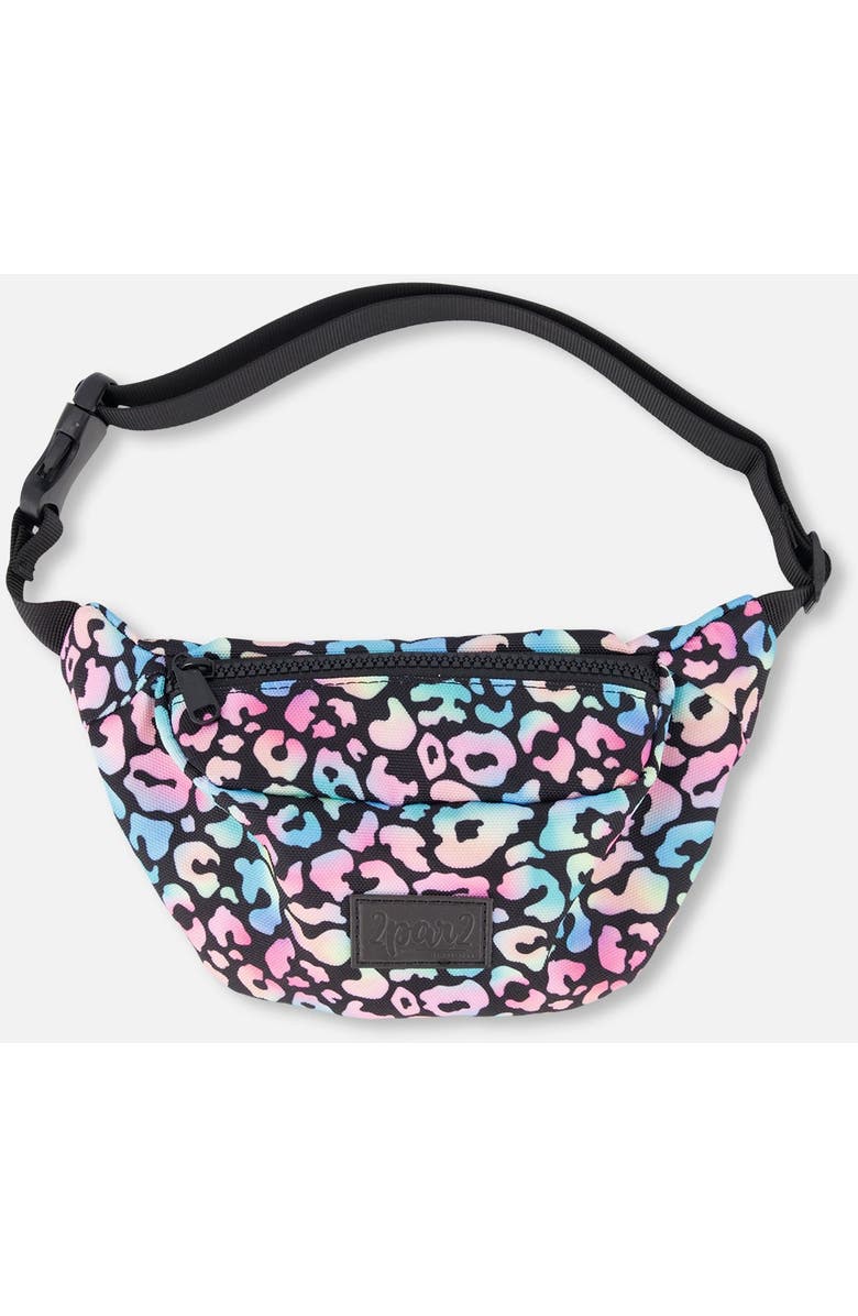 Deux par Deux Adjustable Straps Animal Fanny Pack, Main, color, Black Animal Print
