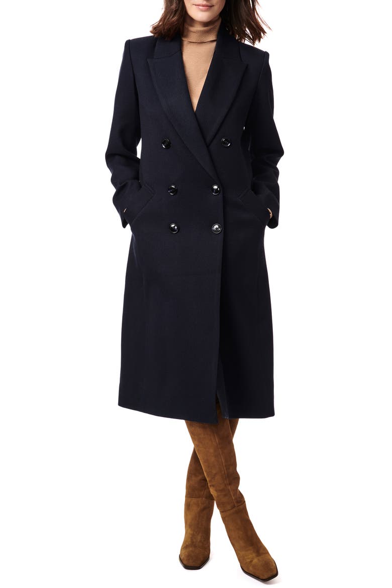 Double Breasted Twill Coat, Main, color, NAVY
