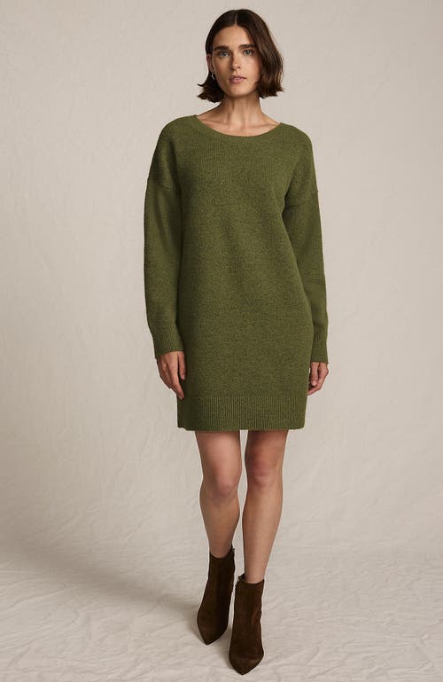 Lands' End Fuzzy Bow Back Mini Sweater Dress In Green