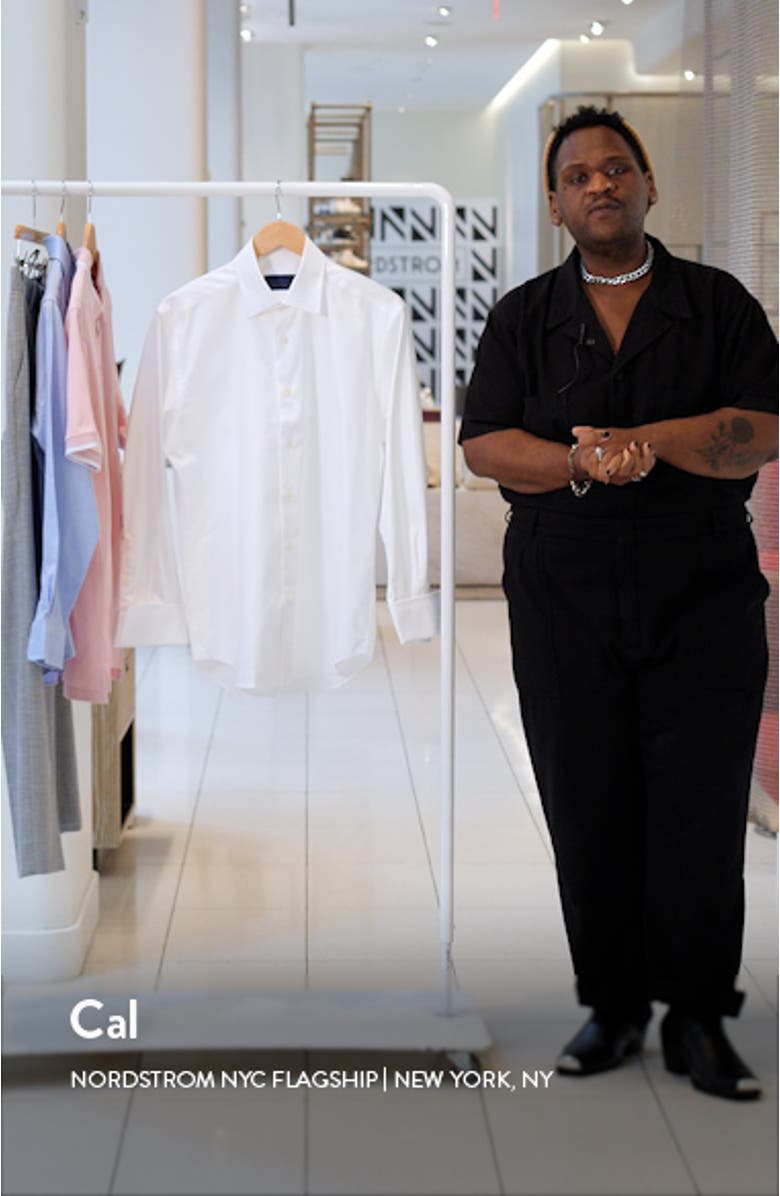 Regular Fit Micro Bird's Eye French Cuff Dress Shirt, sales video thumbnail