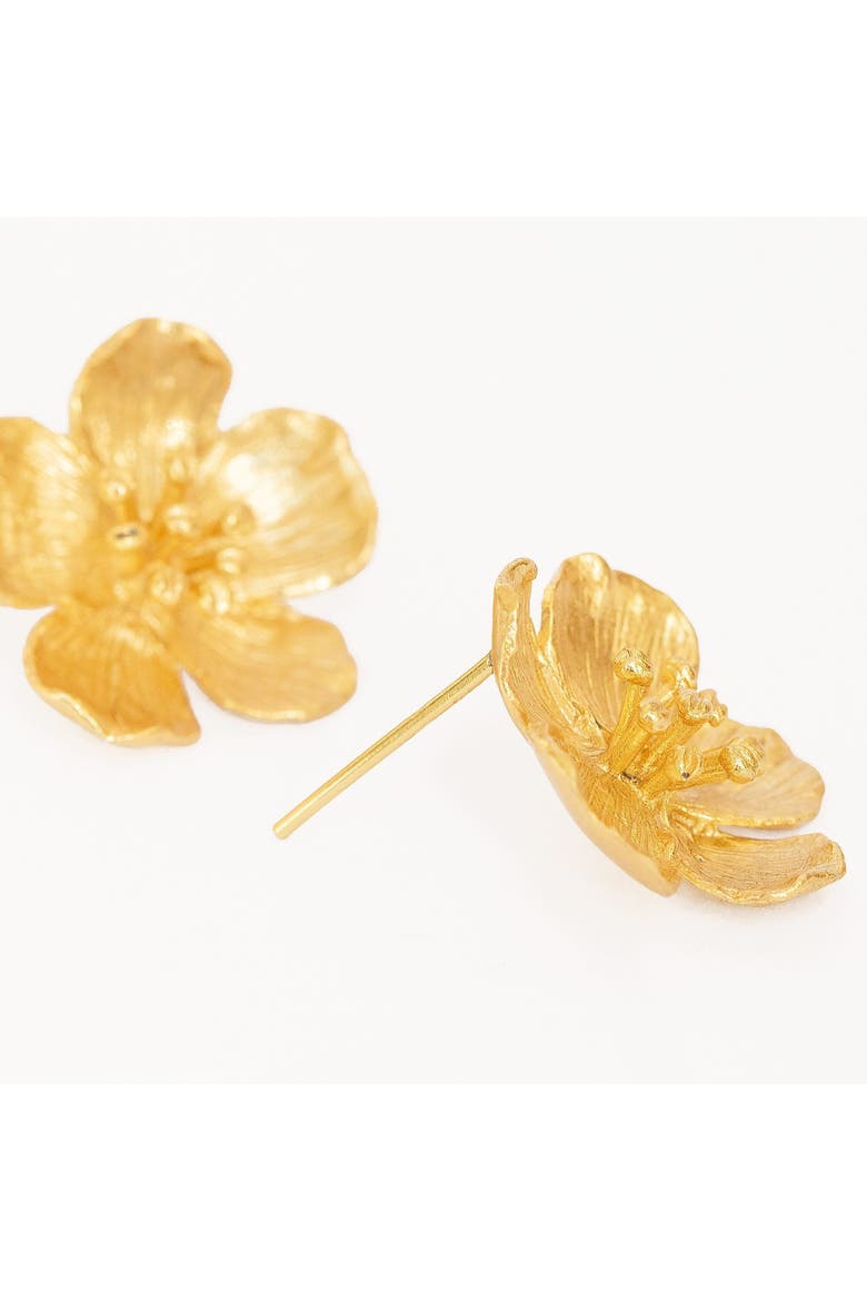 Buttercup Flower Stud Earrings, Alternate, color, Brass