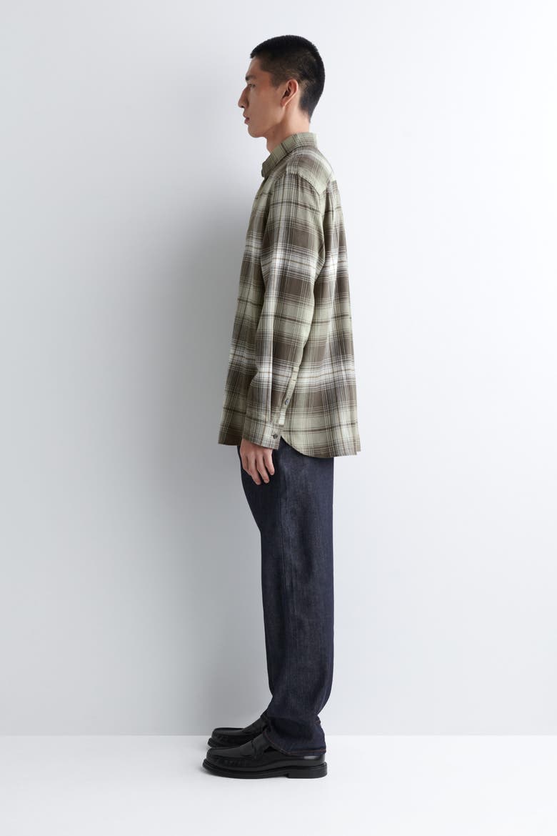 Checked Pima Cotton Shirt, Alternate, color, KHAKI / BROWN / CHECKED