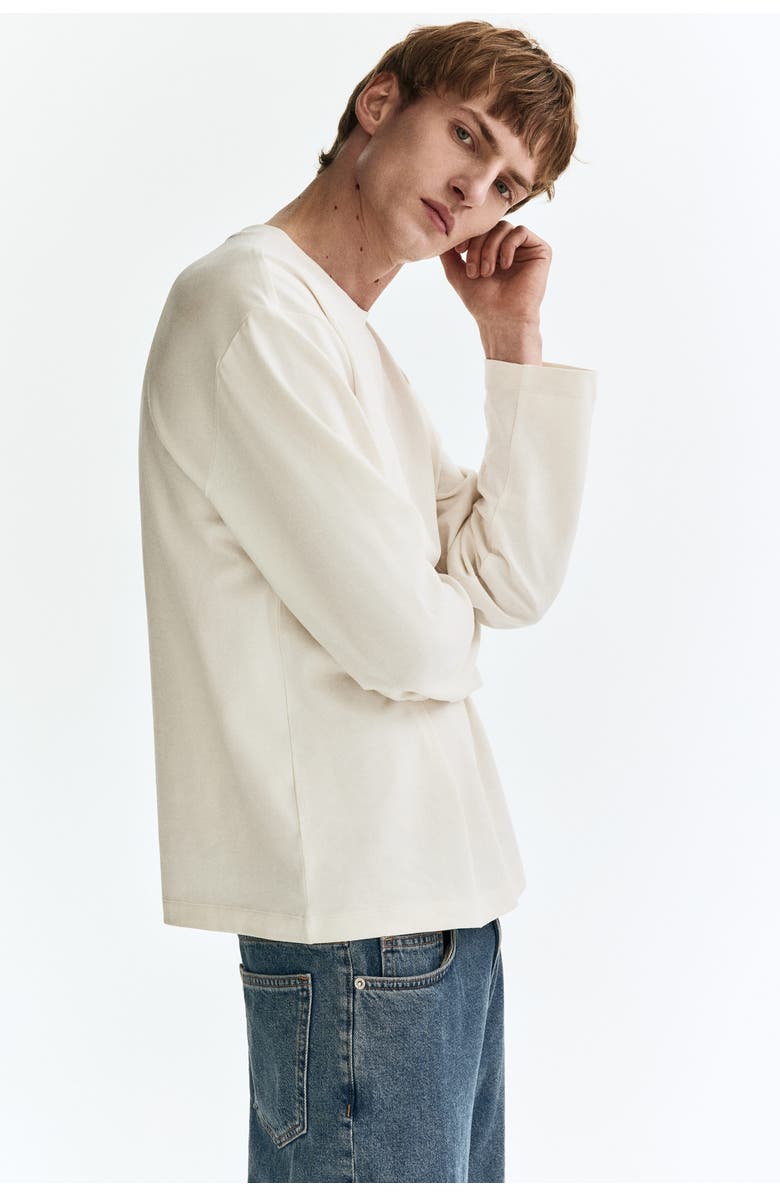 H&M Loose-fit long-sleeved t-shirt, Alternate, color, White
