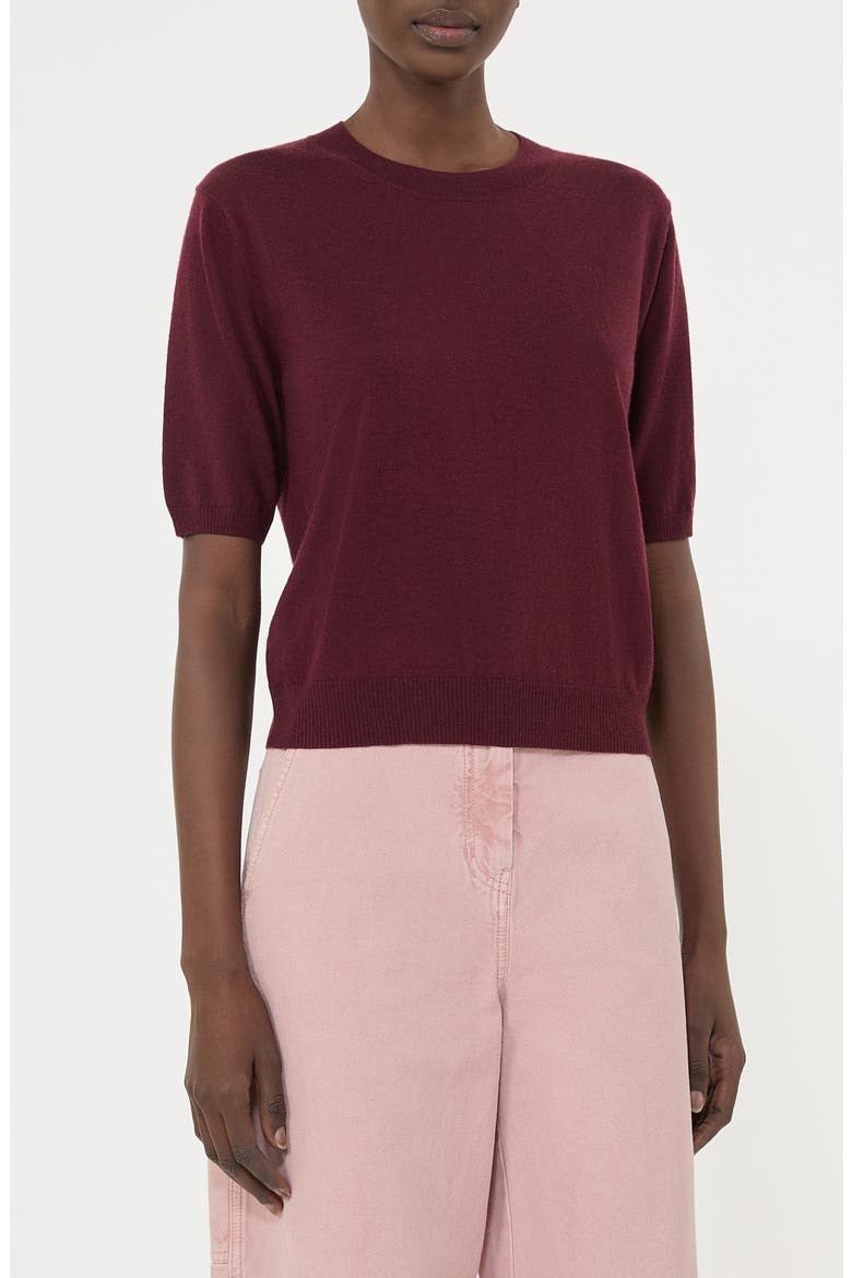 Marea Wool & Cashmere Short Sleeve Sweater, Main, color, BORDEAUX