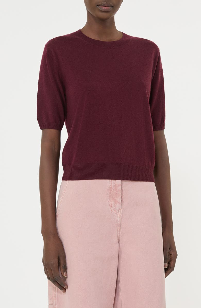 Weekend Max Mara Marea Wool & Cashmere Short Sleeve Sweater, Main, color, Bordeaux