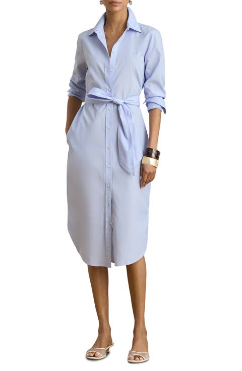End On End Long Sleeve Cotton Shirtdress
