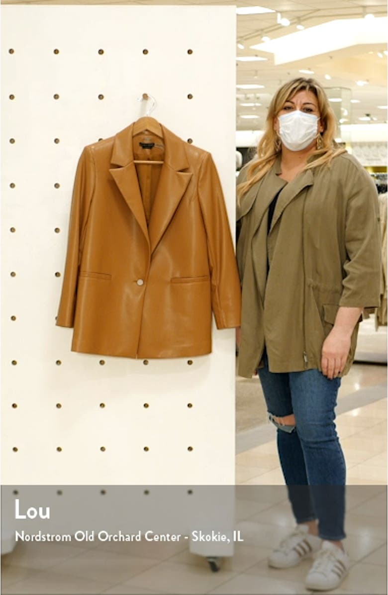 Dunn Loose Fit Faux Leather One-Button Blazer, sales video thumbnail
