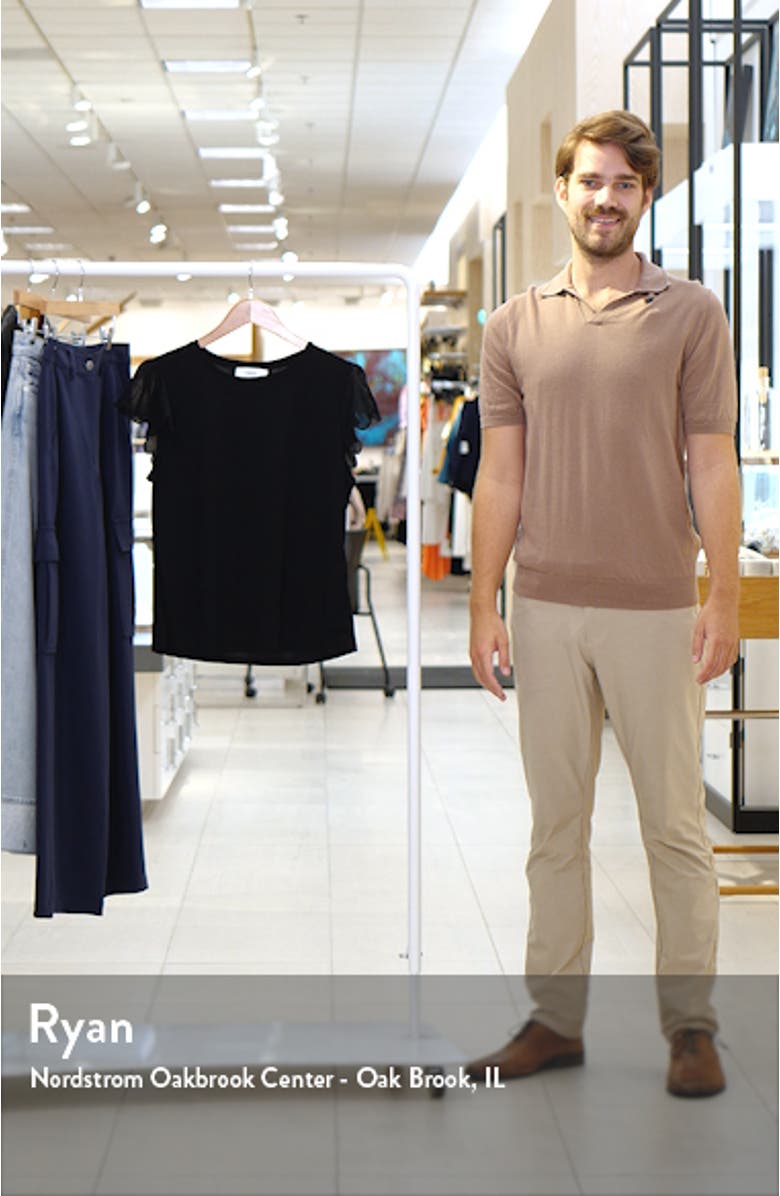 Scallop Sleeve Mixed Media Top, sales video thumbnail