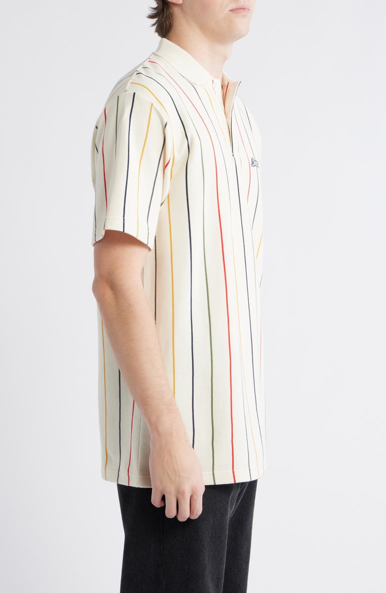 ICECREAM Archer Stripe Cotton Piqué Polo, Alternate, color, Antique White