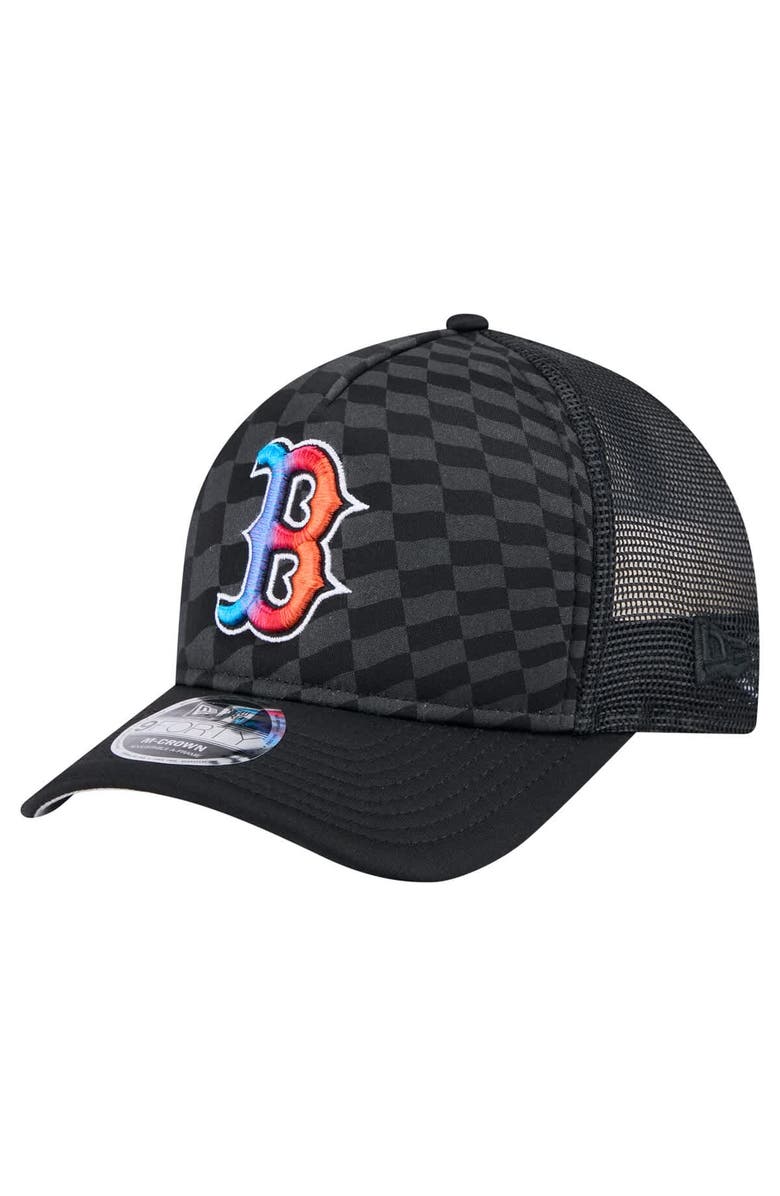 New Era Men's New Era Black Boston Red Sox Gradient 9FORTY A-Frame M-Crown Trucker Adjustable Hat, Main, color, Black