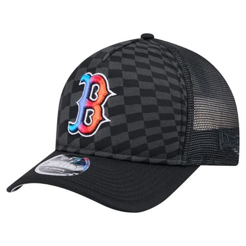 Men's New Era Black Boston Red Sox Gradient 9FORTY A-Frame M-Crown Trucker Adjustable Hat