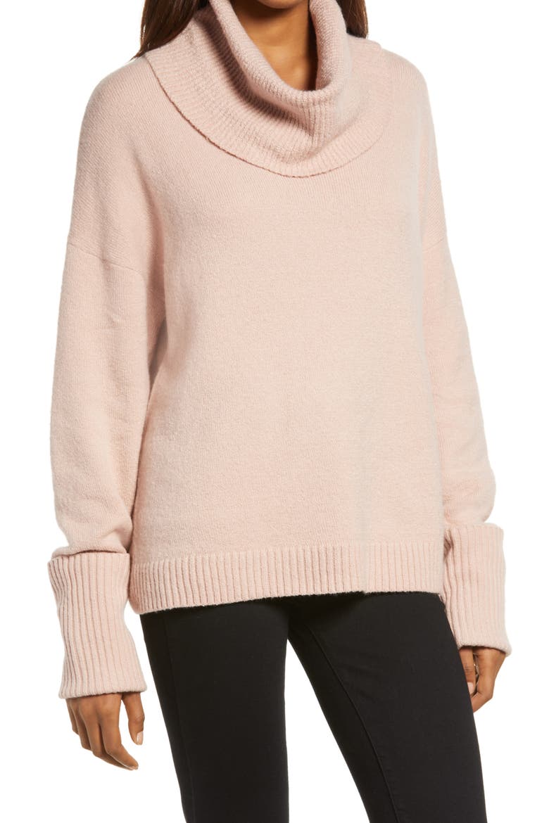 Cowl Neck Sweater, Main, color, PINK ADOBE