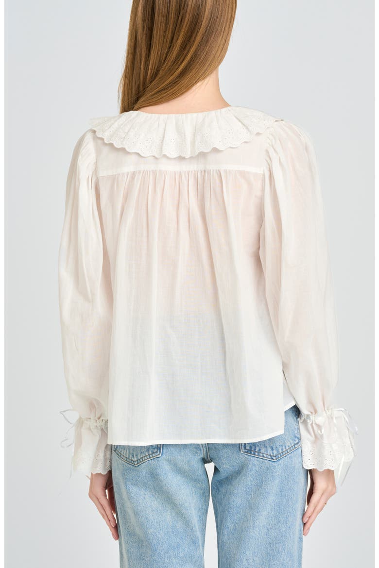 Helena Eyelet Ruffle Cotton Lawn Top, Alternate, color, IVORY