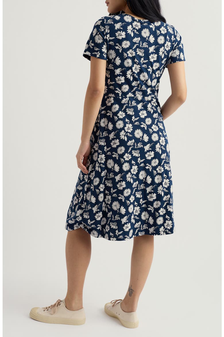 Enor Floral Print Organic Cotton Fit & Flare Midi Dress, Alternate, color, FLORAL LAWN SEA CAVE