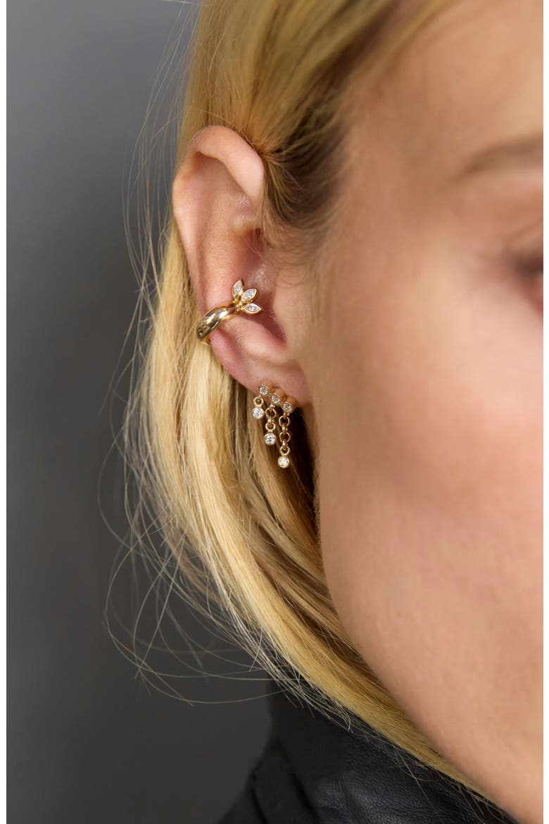 Bezel Diamonds 14k Gold Waterfall Earrings, Alternate, color, 14K YELLOW GOLD