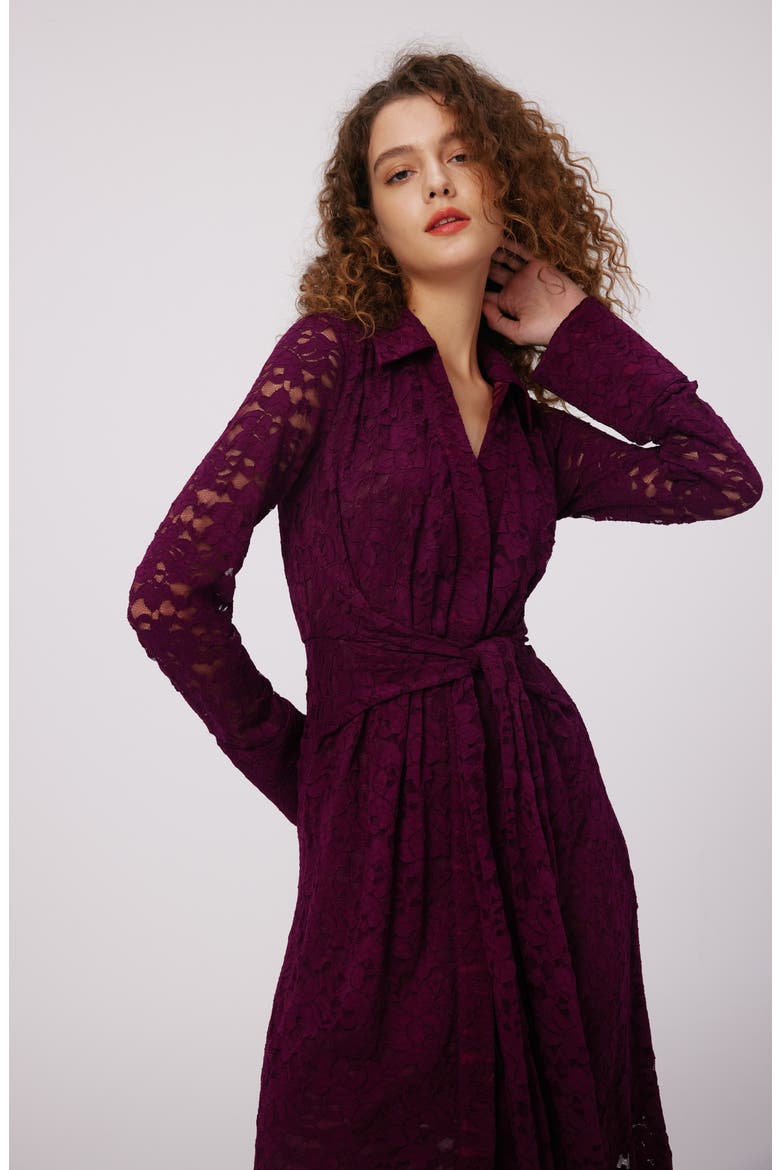 Regent Long Sleeve Lace Dress, Alternate, color, VELVET PLUM