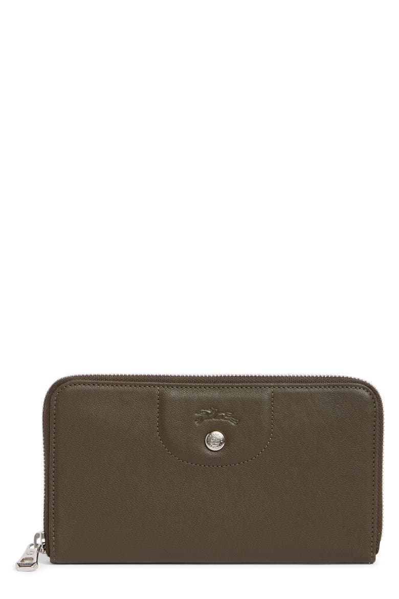 Le Pilage Cuir Zip Wallet, Main, color, KHAKI