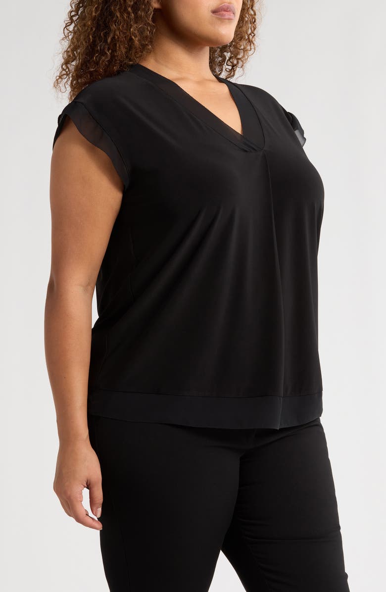 Anne Klein Pleated Mixed Media Top, Alternate, color, 