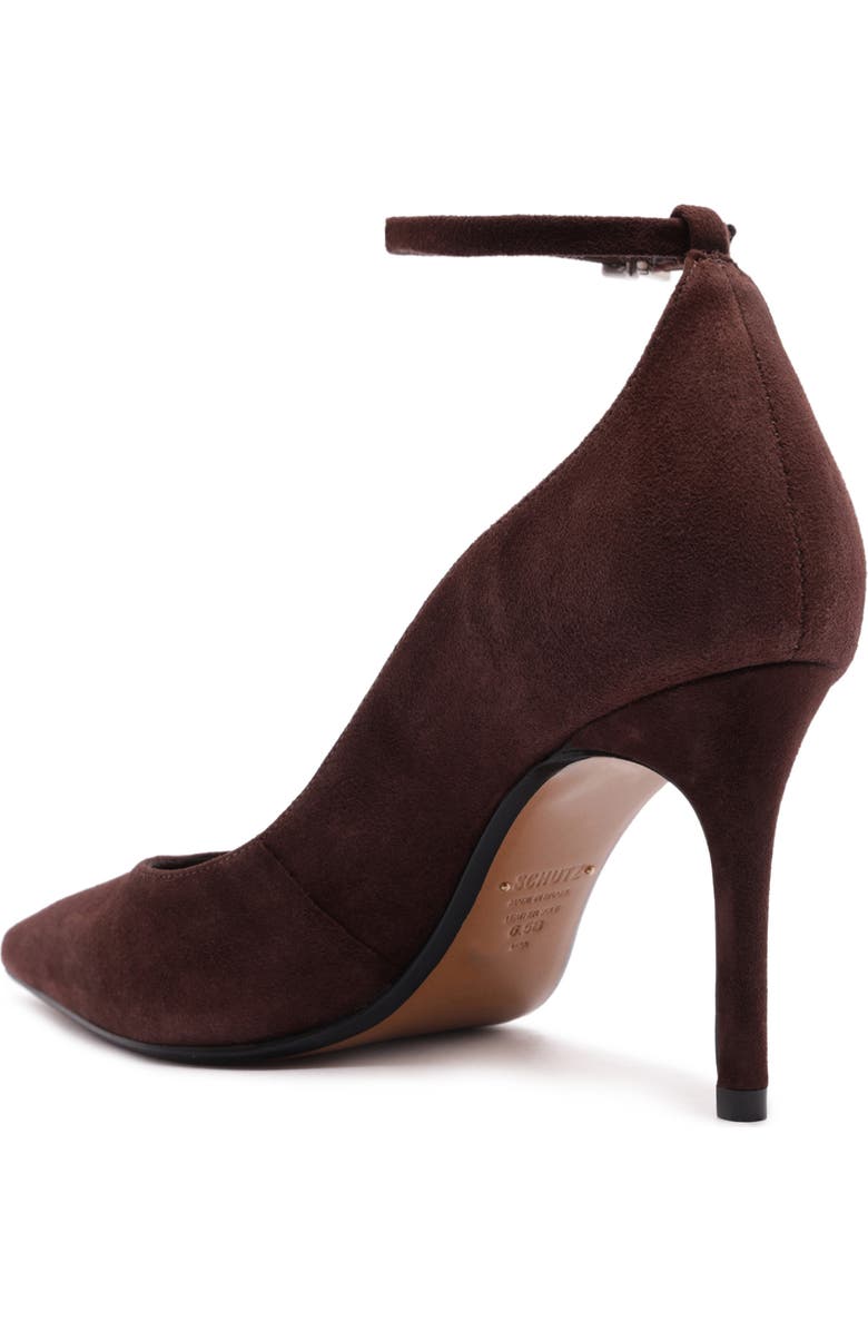 Schutz Mia Ankle Strap Pointed Toe Pump, Alternate, color, Root Brown