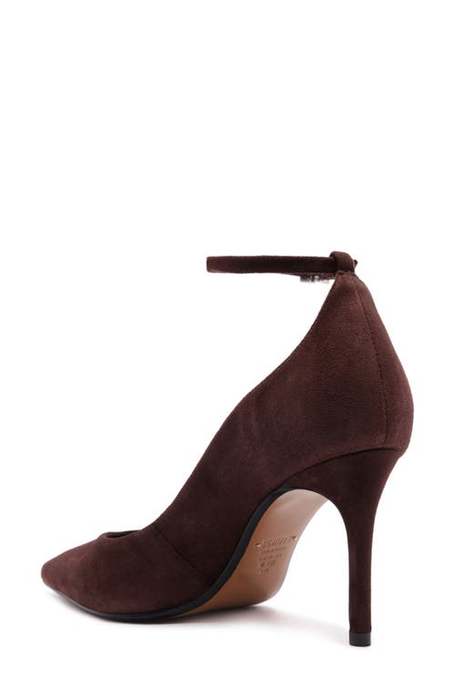 Schutz Mia Ankle Strap Pointed Toe Pump In Brown