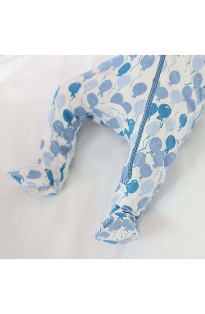 Norani Organic Cotton Zip Footie, Alternate, color, Blue Balloons