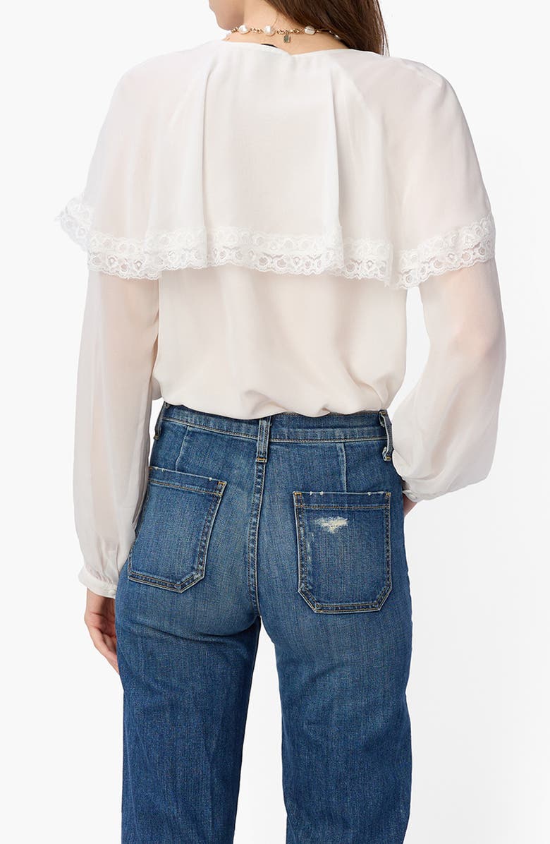 CAMI NYC Marila Lace Trim Ruffle Silk Chiffon Top, Alternate, color, White