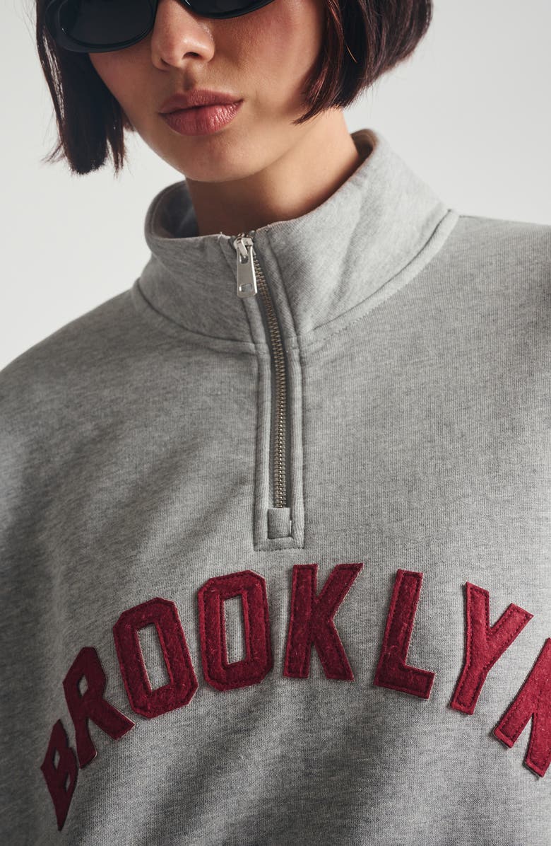 Brooklyn Industries Logo Appliqué Half Zip Sweatshirt, Alternate, color, Mid Grey Melange