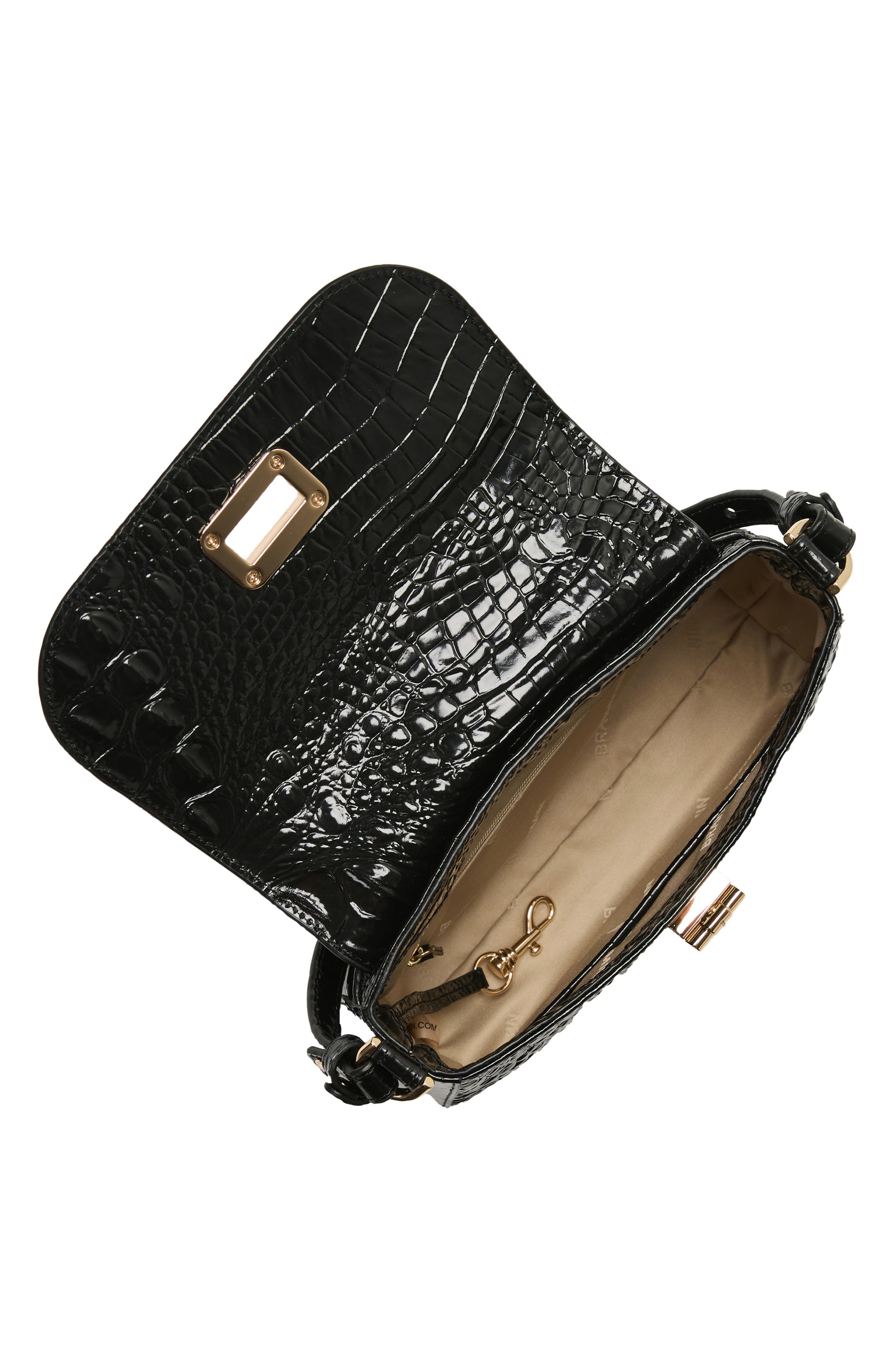 Brahmin Gianna Croc Embossed Leather Crossbody Bag, Alternate, color, Black