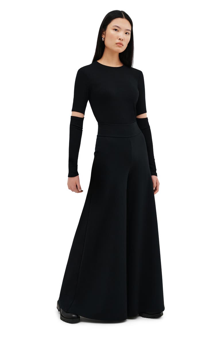 Stockholm Slit Sleeve Rib Top, Alternate, color, BLACK