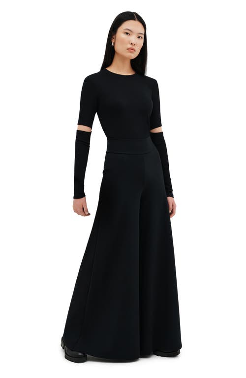 Two Lines By Marcella Stockholm Slit Sleeve Rib Top In Black