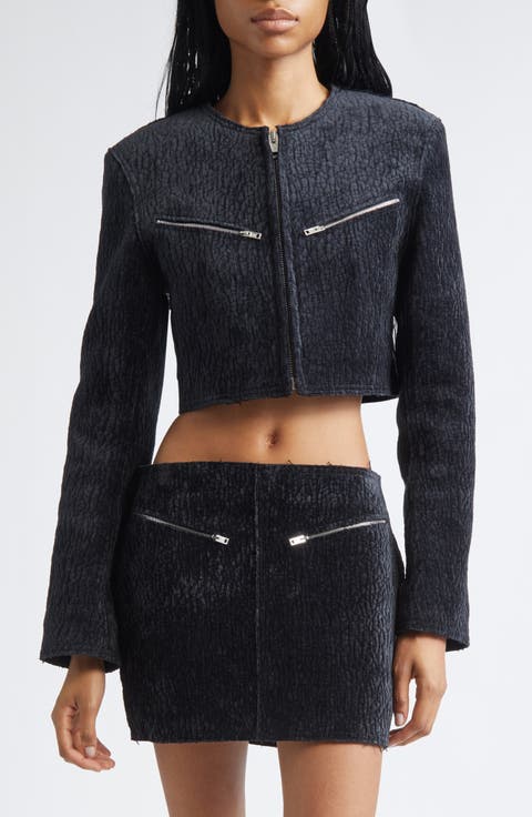 Bubble Grain Velvet Crop Jacket