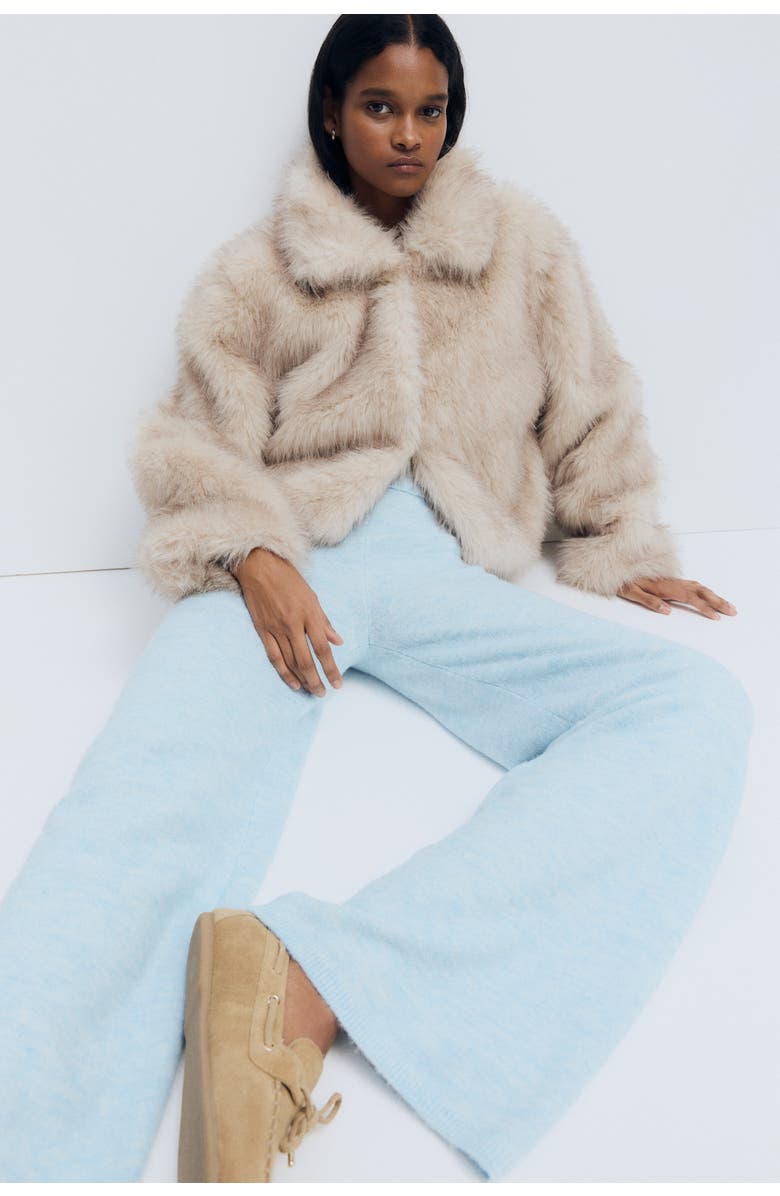 H&M Knitted Pull-on Trousers, Alternate, color, Light Blue Melange