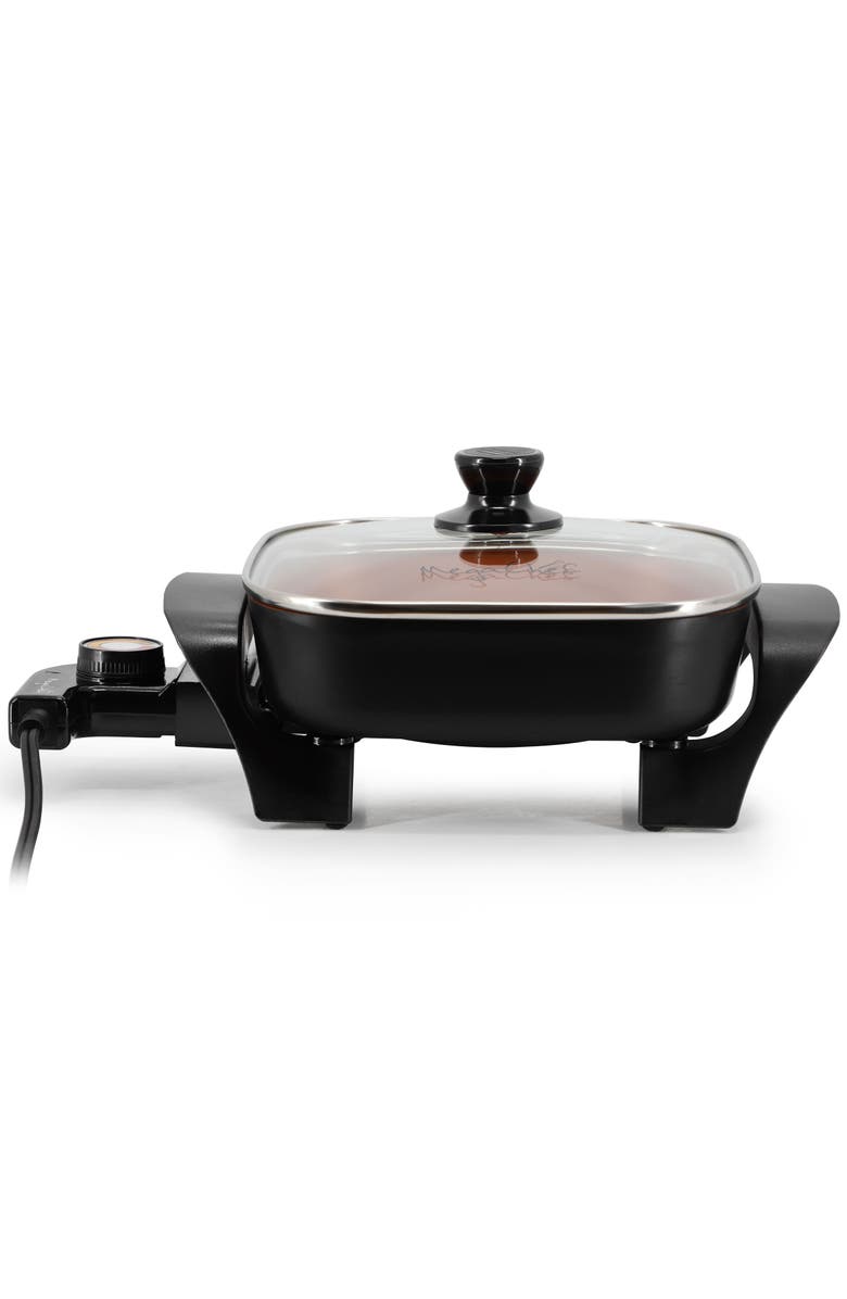Megachef 8 Inch Electric Skillet with Lid in Black with Copper Coating, Alternate, color, Black