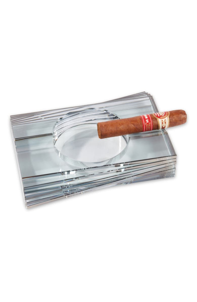 Bey-Berk Gemini Crystal Ashtray, Alternate, color, Clear