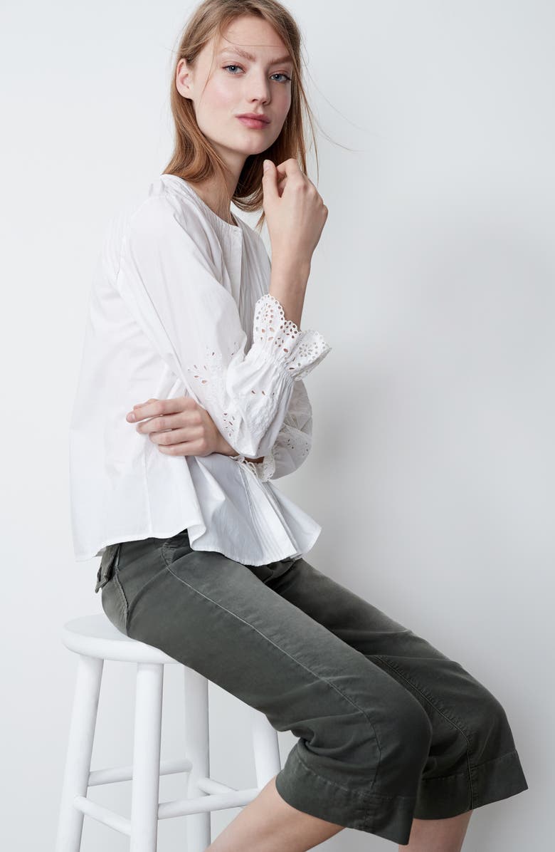 Joie Kalyssa Eyelet Top, Alternate, color, Porcelain