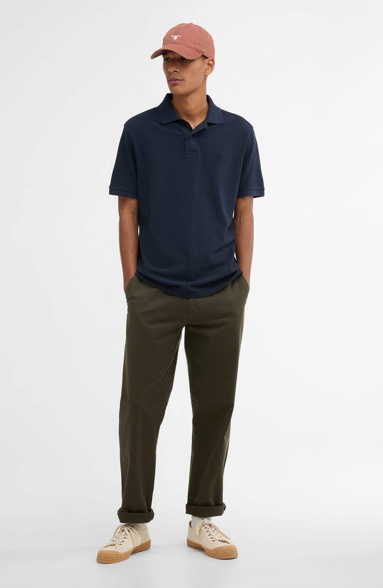 Barbour Tailored Fit Tartan Placket Cotton Piqué Polo, Alternate, color, Washed Navy