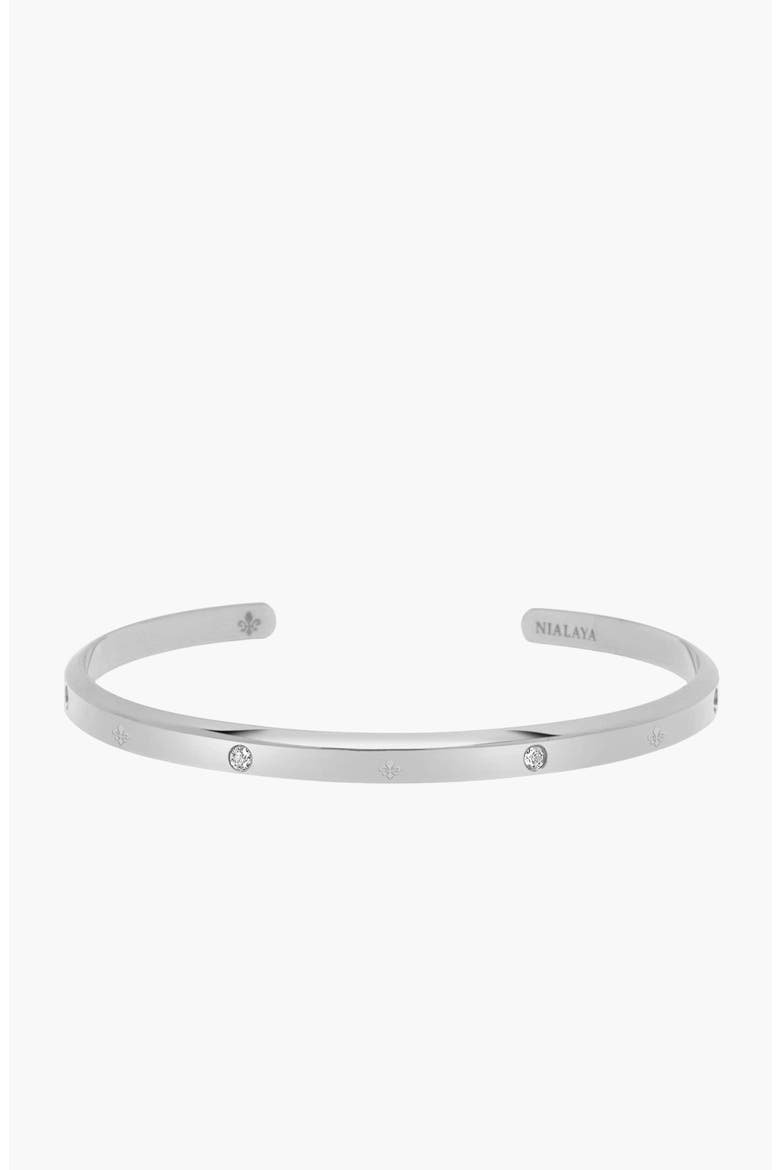 Fleur de Lis Cuff Bracelet, Main, color, Silver