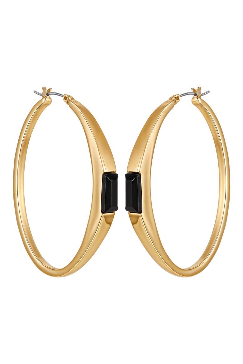 Baguette Crystal Hoop Earrings, Main, color, GOLD
