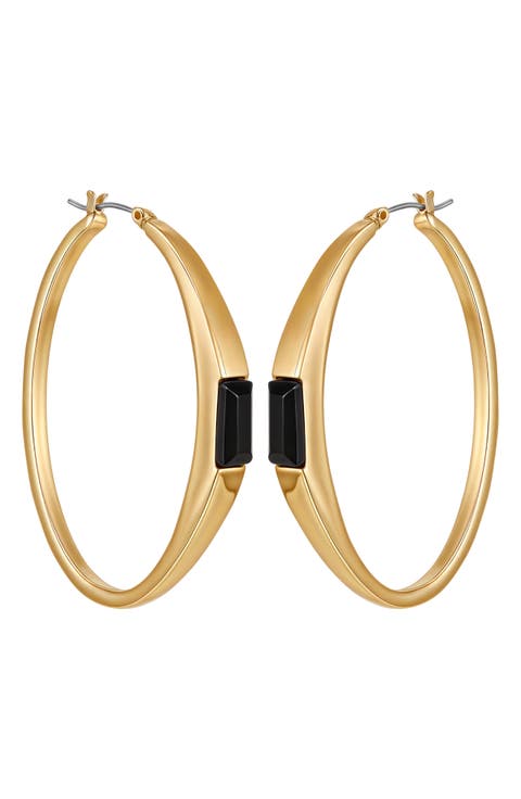 Baguette Crystal Hoop Earrings