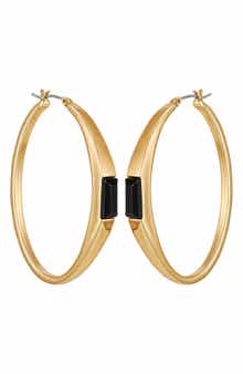 Vince Camuto Baguette Crystal Hoop Earrings