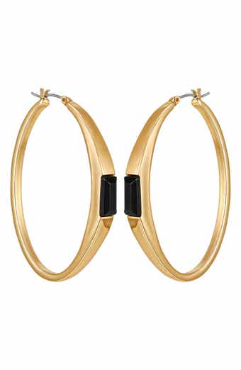 Vince Camuto Baguette Crystal Hoop Earrings