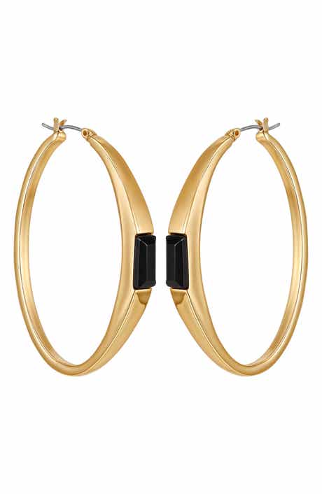 Vince Camuto Baguette Crystal Hoop Earrings