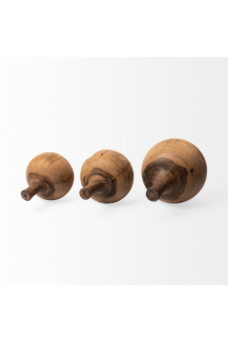 Afra Solid Wood Vase Shaped Decorative Object, Alternate, color, Brown