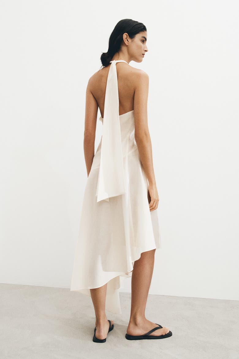 Asymmetric Halterneck Dress, Alternate, color, Cream