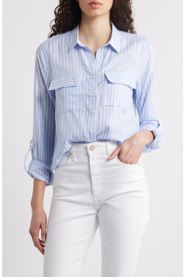 Fallon Crop Button-Up Shirt, Main, color, WHISPER LILAC