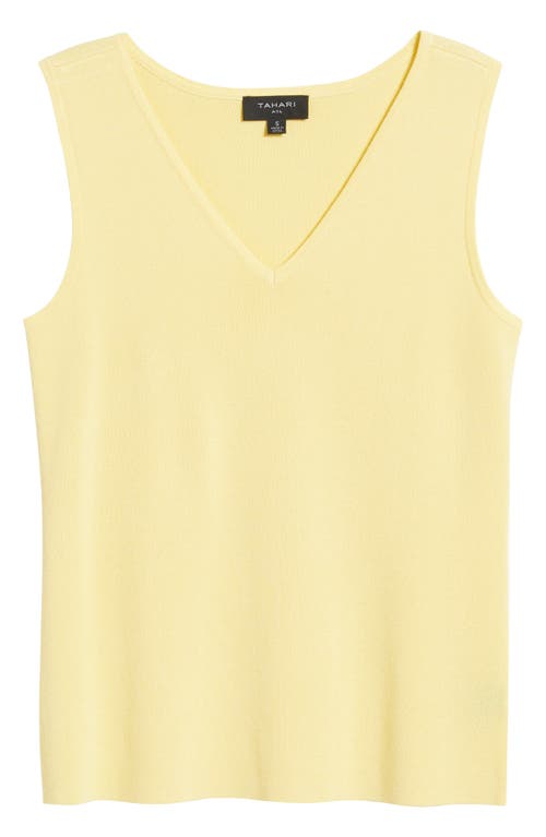 Tahari Asl V-neck Sweater Tank In Butter